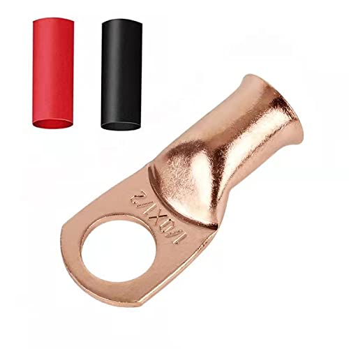 Heavy Duty 1/0x1/2 Copper Wire Lugs,12Pcs 1/0 AWG 1/2'' Stud Tubular Ring Terminals with 12Pcs Heat Shrink Tubing for Boat Marine Audio 1/0 AWG-1/2" Ring - NewNest Australia