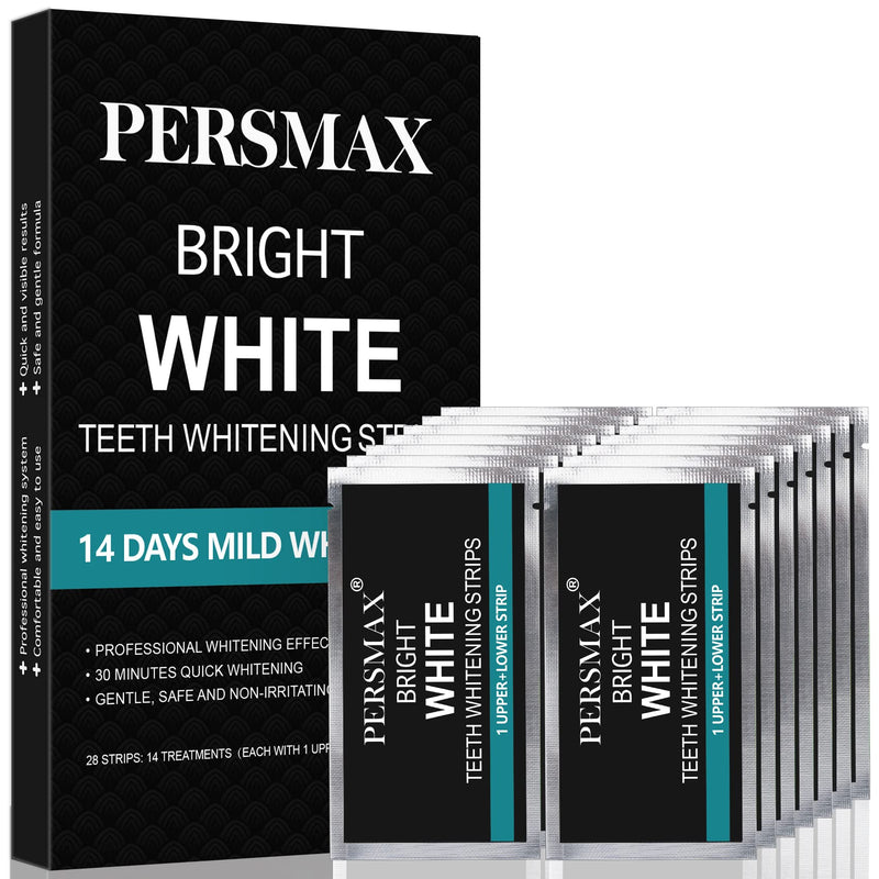 PERSMAX Teeth Whitening Strips, Non-Sensitive Teeth Whitener for Tooth Whitening, Non-Slip Dental Whitener Professional Helps to Remove Smoking Coffee Wine Stain, 14 Treatments 28 Strips - NewNest Australia
