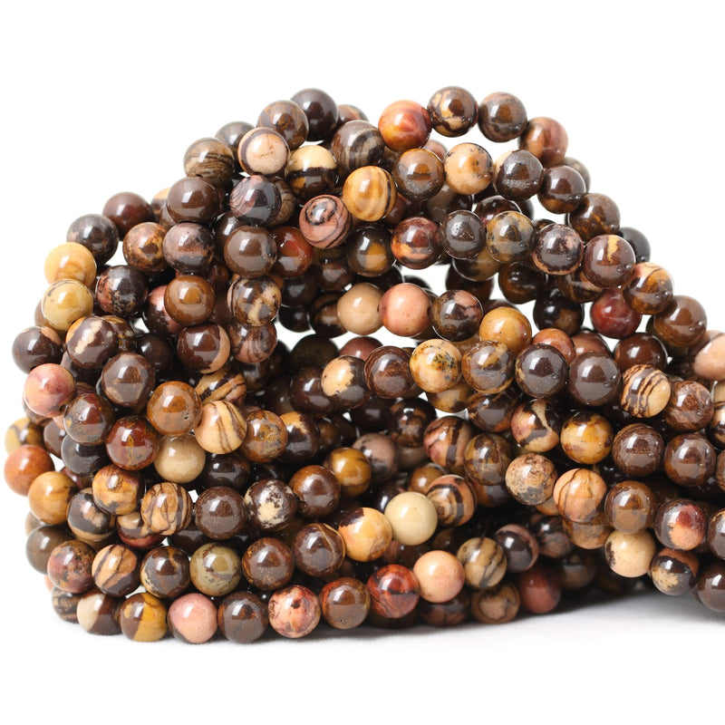 CHEAVIAN 60PCS 6mm Natural Africa Picture Jasper Gemstone Round Loose Beads for DIY Bracelet Necklace Earrings Jewelry Making 1 String 15 Inches - NewNest Australia