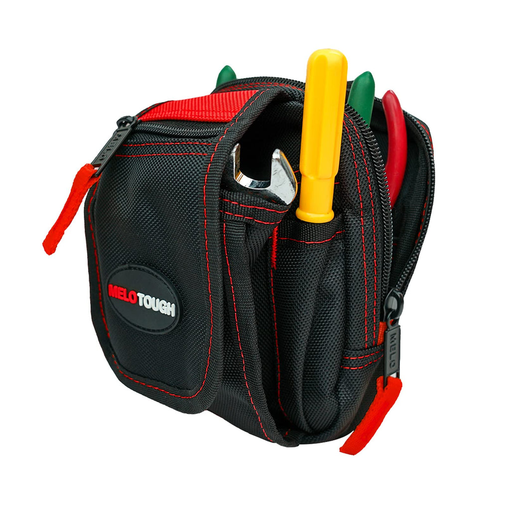 MELOTOUGH Heavy Duty Tradesman Pro Tool Pouch with Various Sized Pockets and Electrical Tape Thong,Hammer Holder Electricians Tool Pouch 10 Pockets red color - NewNest Australia