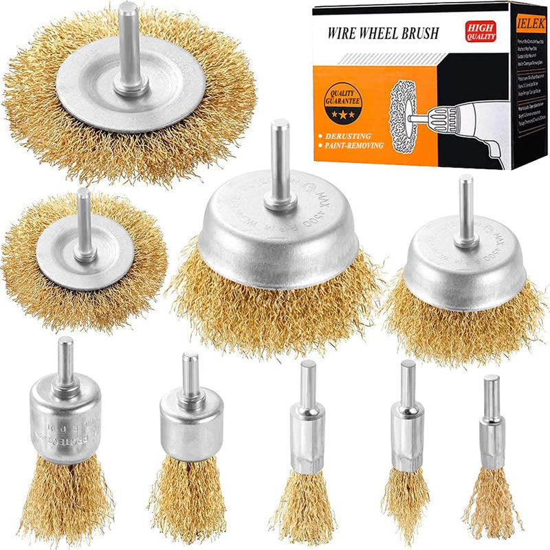 Wire Brush Wheel Steel Cup Brush Set 9 Piece Wire Power Brush for Drill 1/4 Inch Shank Arbor 0.012" Coarse Carbon Crimped Wire Wheel for Cleaning Rust,Stripping,Abrasive and Drill Attachment - NewNest Australia