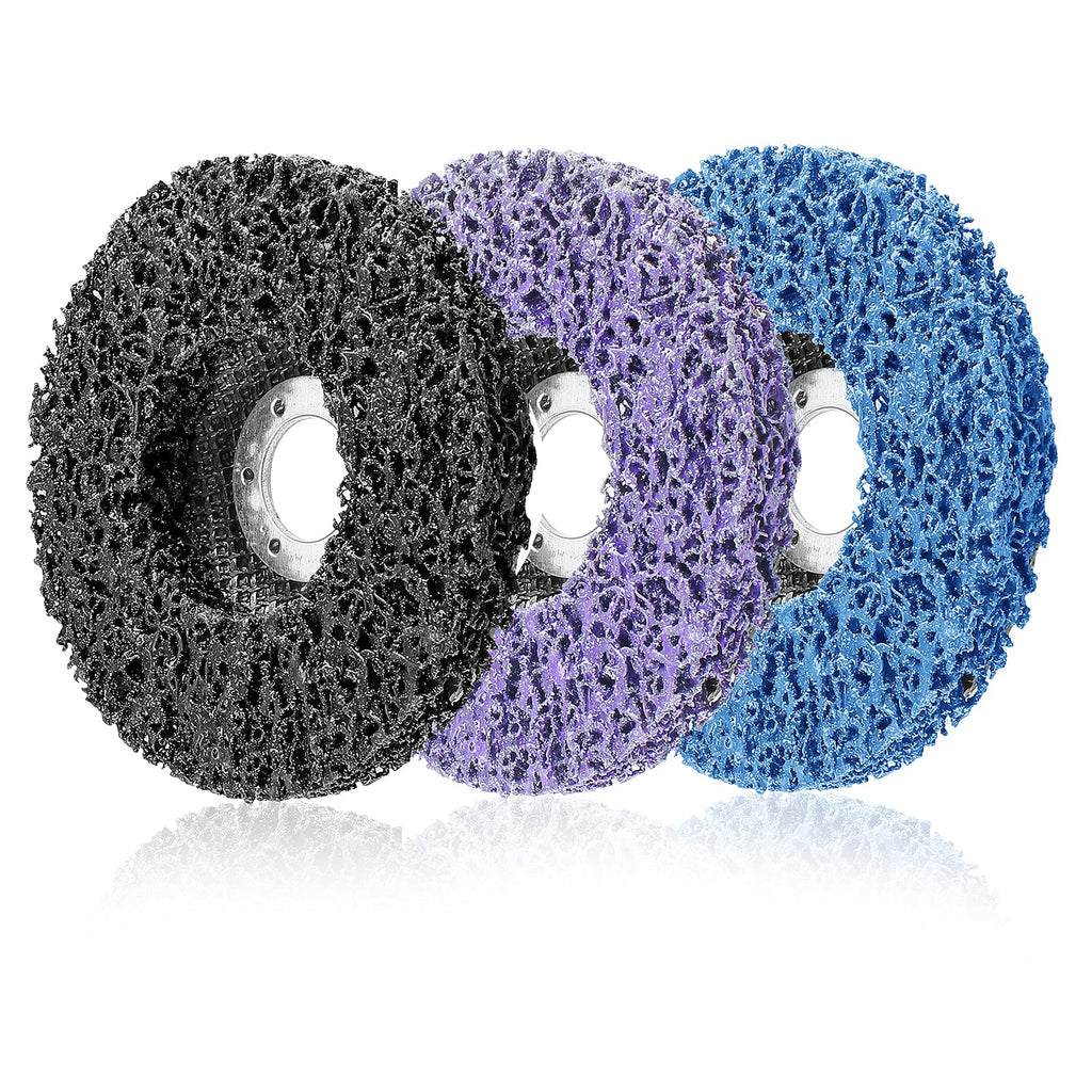 PHITUODA 3pcs 4-1/2" x 7/8" Strip Discs, Black/Blue/Purple Rust Remover Wheel Stripping Wheel Fit Angle Grinder Clean and Remove Paint Coating Rust & Oxidation 3 Color Set - NewNest Australia