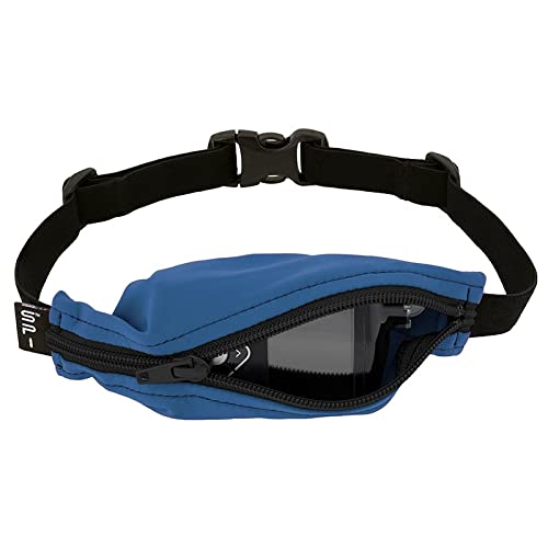 SPIbelt Kids Pocket Belt, Expandable Pocket, Adjustable Waist, No Bounce, No Logo Band, Steel Blue with Black Zipper - NewNest Australia