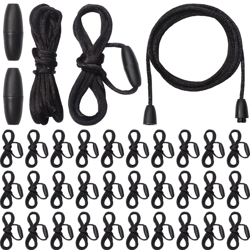 30 Sets Replacement Necklace Cords with Breakaway Clasps Necklace Cord DIY Necklace Cord Nylon Lanyard Cord and Plastic Clasp Buckle Breakaway Safety Clasp for Pendant Necklace (Black) Black - NewNest Australia