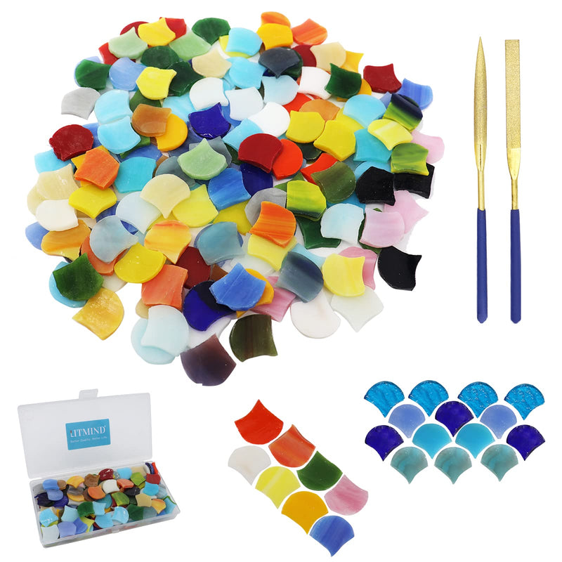 LITMIND 160 Pieces Precut Fan-Shaped Petal Mosaic Tiles, Glass Craft Flower Leaves Stained Glass Supplies, Garden Glass Mosaic Making Supplies for DIY Crafts, Stained Glass Kits - NewNest Australia