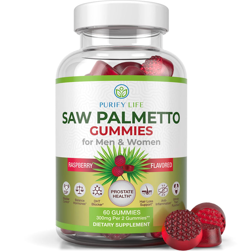 Saw Palmetto Extract Gummies for Hair Loss (300mg) Saw Palmetto Prostate Supplements for Men - DHT Blocker for Women Hair Growth, Hormonal Balance, PCOS Supplement, Urinary Tract, Gluten-Free & Vegan - NewNest Australia
