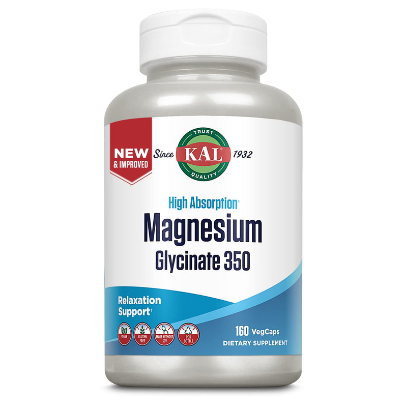 KAL Magnesium Glycinate High Absorption, Healthy Relaxation, Muscle Function & Bone Support, New & Improved (160 Count) 160 Count - NewNest Australia