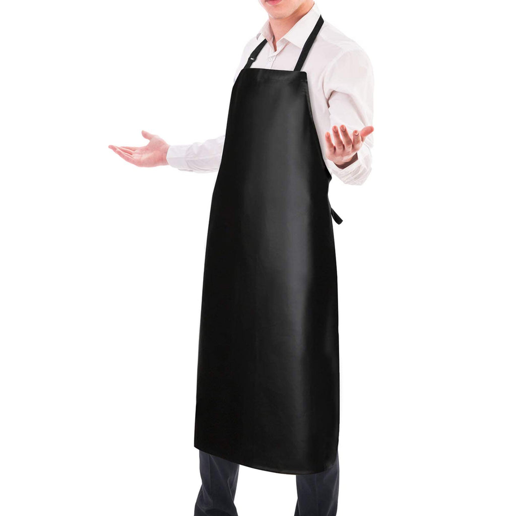 Waterproof Rubber Vinyl Apron 40" Heavy Duty Chemical Work Apron Durable with Adjustable Bib Apron for Dishwashing Black - NewNest Australia