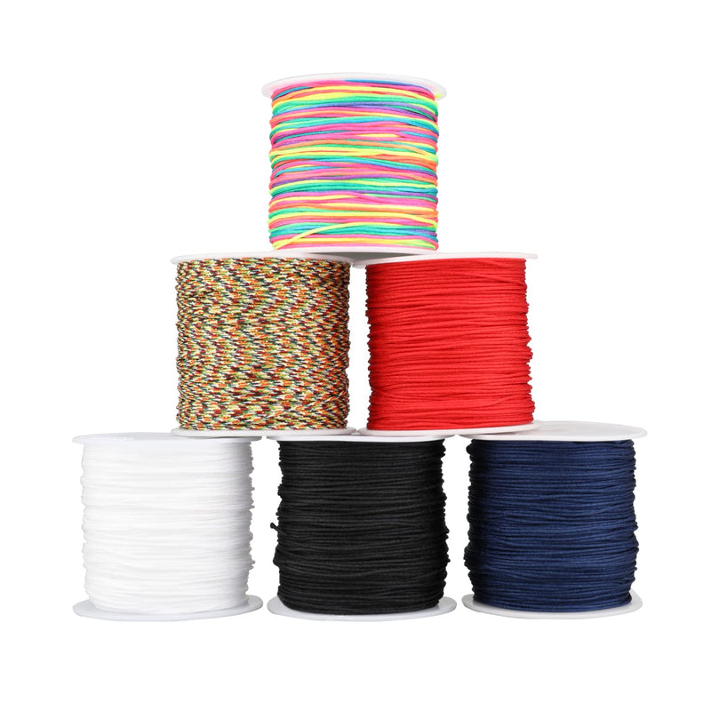 Nylon Cord, 6 Rolls 888 Feet 0.8 mm Beading String Cord for Macrame, Satin Rattail, Kumihimo, Blinds String, Friendship Bracelets, Chinese Knot Braided String - NewNest Australia