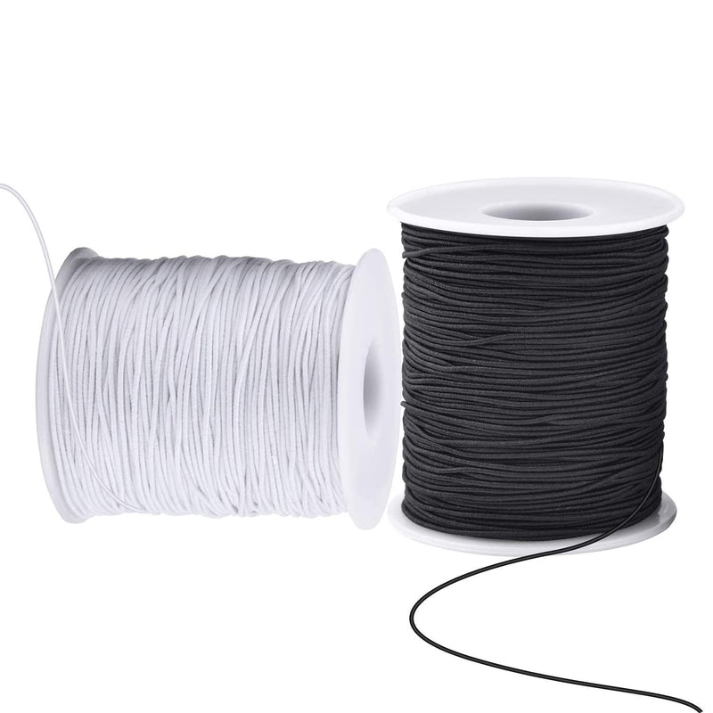Elastic Cord for Bracelets, 2 Rolls 1 mm 330 Feet Sturdy Bracelet String, Stretchy Elastic String for Jewelry Making, Necklaces, Beading Black+White - NewNest Australia