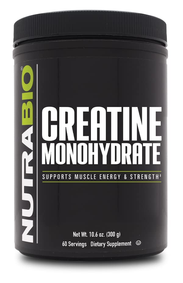 NutraBio Creatine Monohydrate - Pure Grade - Supports Muscle Energy and Strength - (300 Grams) - Unflavored, HPLC Tested (300g) 300g - NewNest Australia