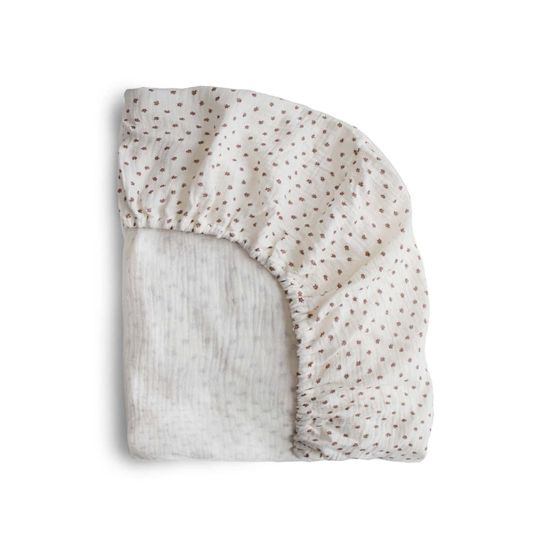 mushie Extra Soft Mini Muslin Fitted Crib Sheet | 24"x 38" (Bloom) Bloom - NewNest Australia