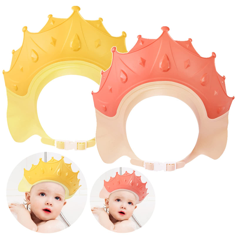 FUSACONY Baby Shower Cap Shield, Shower Cap for Kids, Visor Hat for Eye and Ear Protection for 0-9 Years Old Children, Cute Crown Shape Makes the Baby Bath More Fun (2 Pack) 2 Pack - NewNest Australia