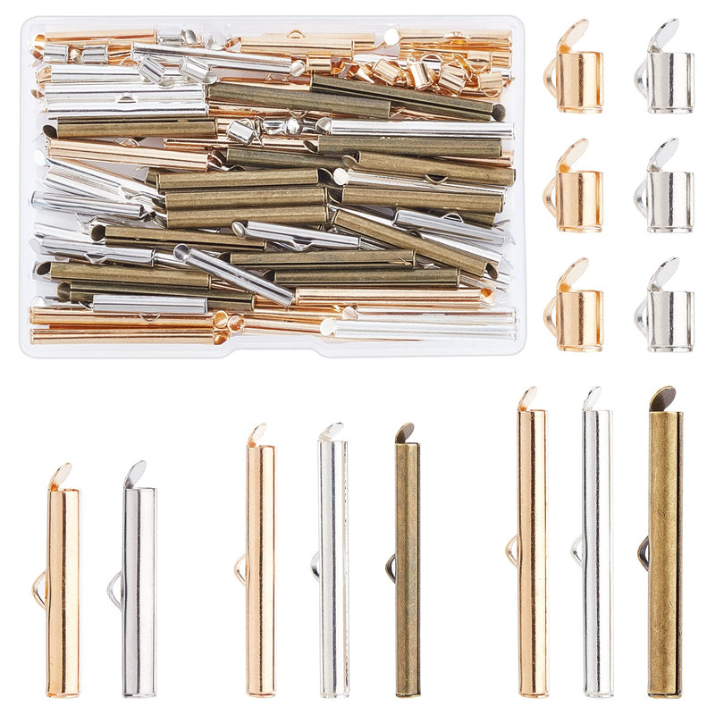 PH PandaHall 10 Styles Slide On End Clasp, 100pcs Jewelry Tube End Bar Slider End Caps Brass Tubes Clasp Crimp Terminators for Seed Beads Waist Beads Multi-Strand Necklace Bracelet Making - NewNest Australia