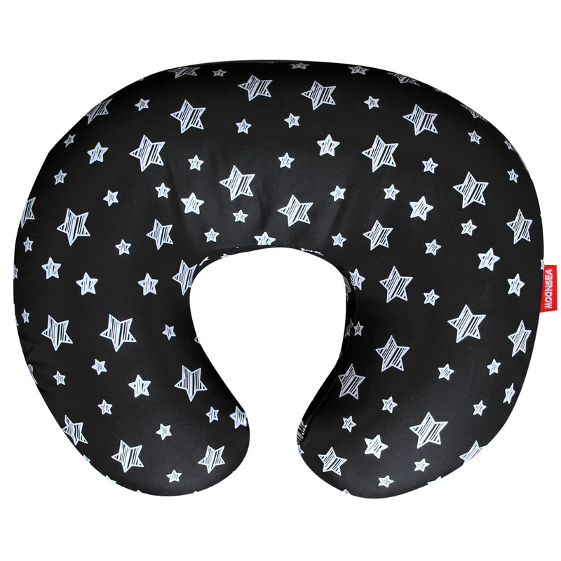 Nursing Pillow Cover Black with Star Print for Baby Boys, Snug Fits Boppy Nursing Pillows, Soft Breastfeeding Nursing Pillow Slipcovers, for Breastfeeding Moms - NewNest Australia