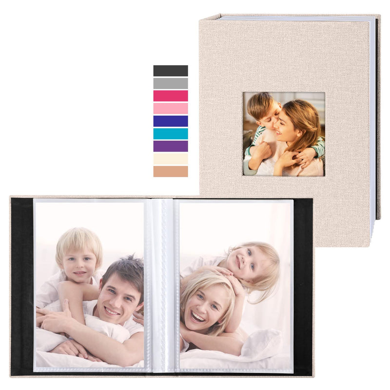 Ywlake Photo Album 4x6 50 Pockets 2 Packs, Small Mini Capacity Linen Photo Album Bulk Sets, Each Pack Holds 50 Top Loader Vertical Only Picture for Kids Boy Girls Beige 50 Pockets/2PK - NewNest Australia