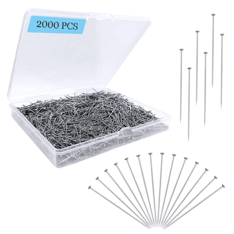 2000PCS Straight Pins for Crafts, Sewing Pins for Fabric Dressmaker Pins, Long 1 Inch Flat Head Pins for Quilting, Sewing, Jewelry DIY Fine Satin Pins - NewNest Australia