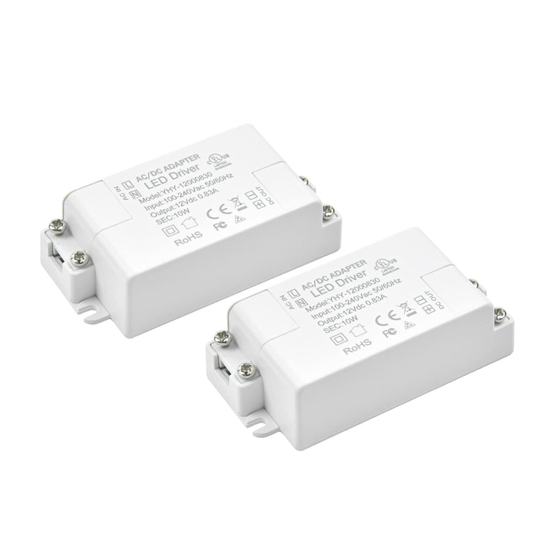 12V LED Power Supply - Lustaled 10W DC 12V LED Driver Transformer 110V AC to 12V DC Constant Voltage Switching Converter Waterproof IP22 for LED Strip Lights, CCTV, G4 MR11 MR16 LED Bulbs (2-Pack) 10W 12V-2 Pack - NewNest Australia