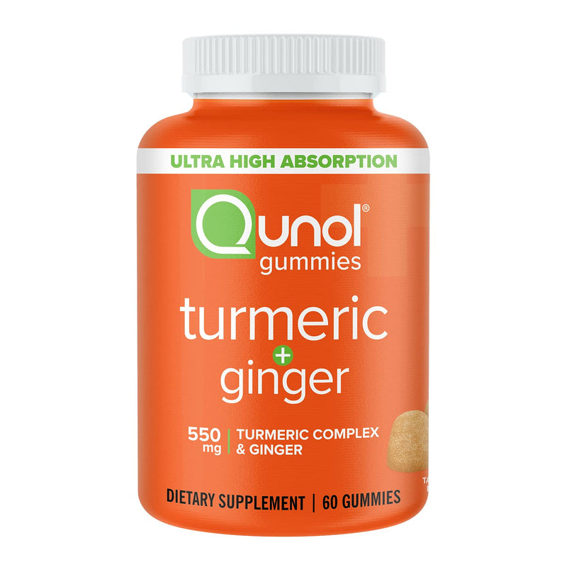 Turmeric and Ginger Gummies, Qunol Gummy with 500mg Turmeric + 50mg Ginger, Joint Support Supplement, Vegan, Gluten Free, Ultra High Absorption (60 Count, Pack of 1), Packaging May Vary 60 Count - NewNest Australia