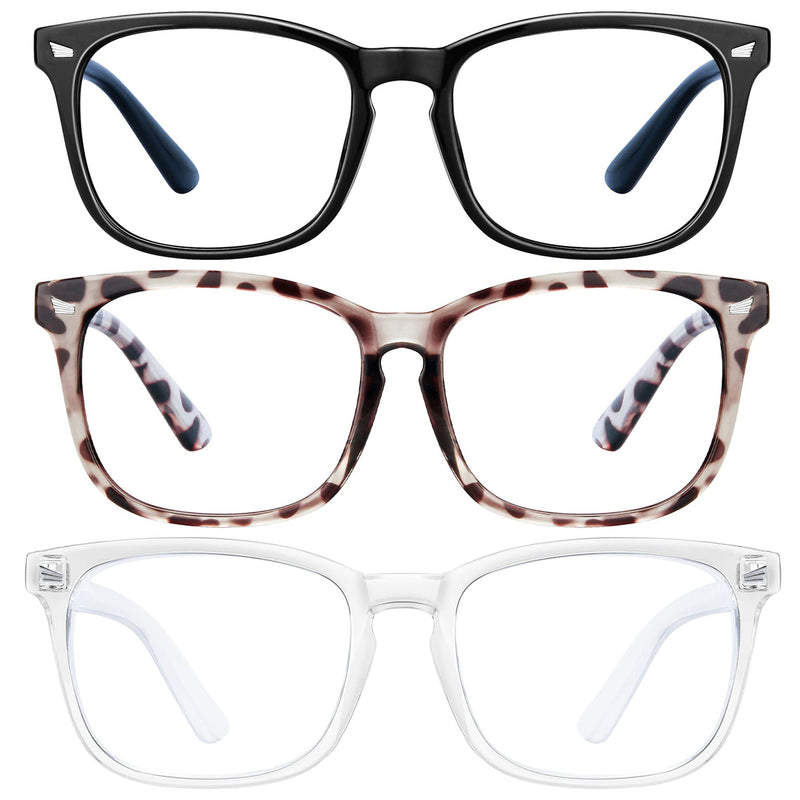 Blue Light Blocking Glasses - Women/Men 3Pack Computer Reading Gaming Anti Eyestrain Blue Light Glasses Non Prescription 1-black+douhua+clear - NewNest Australia