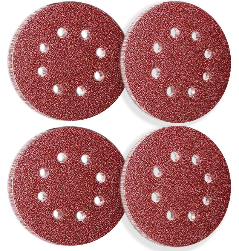 50Pcs 125mm 8 Holes Sanding Discs Pads Sanding Sheets, 5 Inch 60 Grits Hook and Loop Sandpaper Sheet for Random Orbital Sander. - NewNest Australia