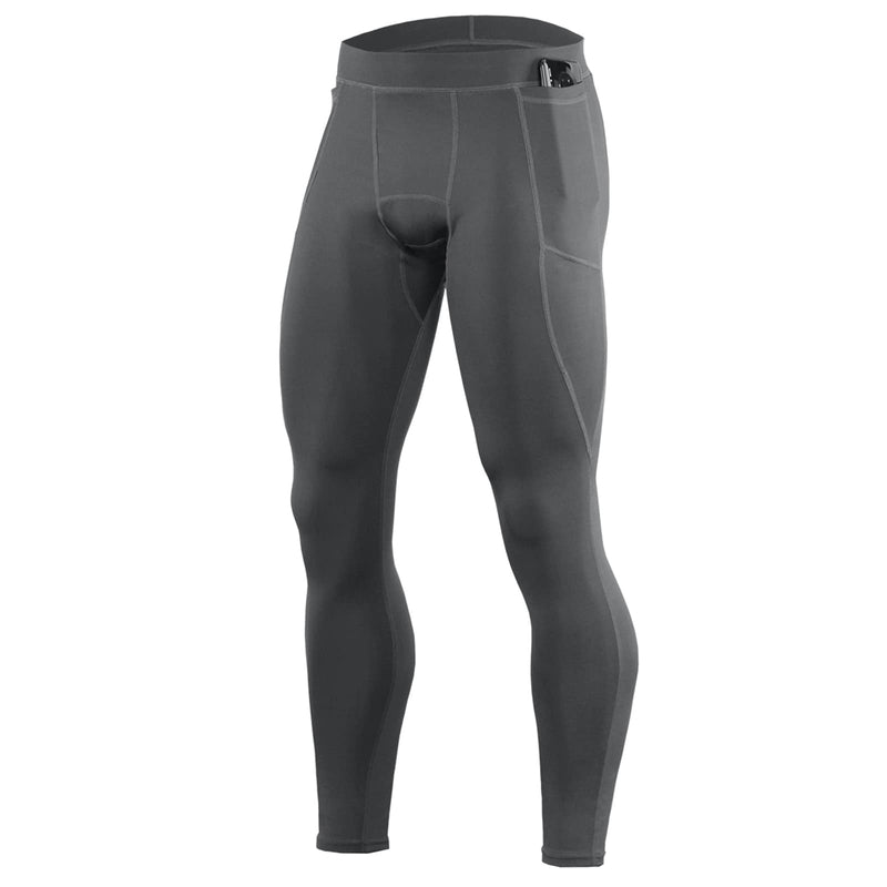 SS COLOR FISH Men Compression Pants Athletic Baselayer Workout Legging Running Tights for Men Grey (With Pockets) Large - NewNest Australia