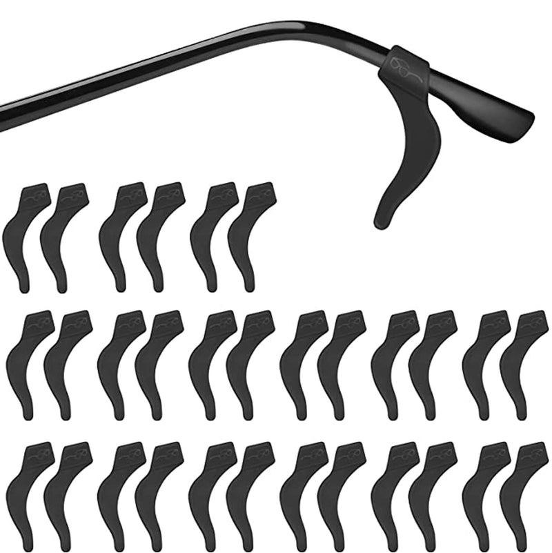 15 Pairs Black Soft Silicone Eyeglass Ear Grip Cushions Temple Tips Eyeglass Pads Anti Slip Glasses Ear Hook Comfort Sport (All, L-Black) all - NewNest Australia