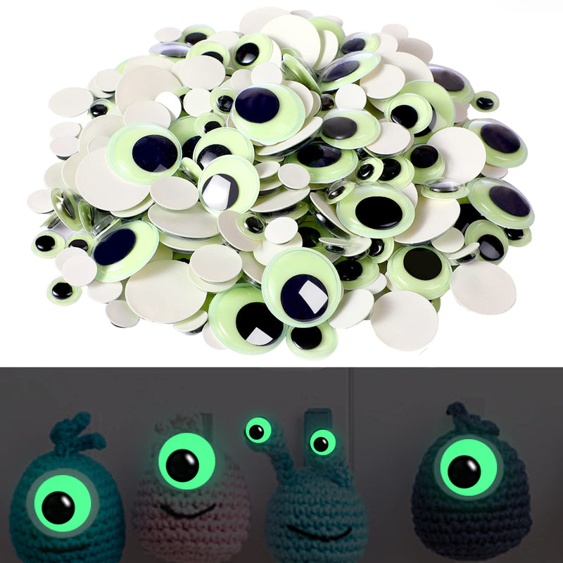 300 Pieces Large Sizes Noctilucent Wiggle Googly Eyes Self Adhesive Black White Craft Eyes for DIY Crafts Decoration 10mm 15mm 20mm 25mm - NewNest Australia