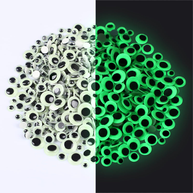 500 Pieces 5 Mixed Sizes Noctilucent Wiggle Googly Eyes Self Adhesive Black White Craft Eyes for DIY Crafts Decoration 6mm 8mm 10mm 12mm - NewNest Australia