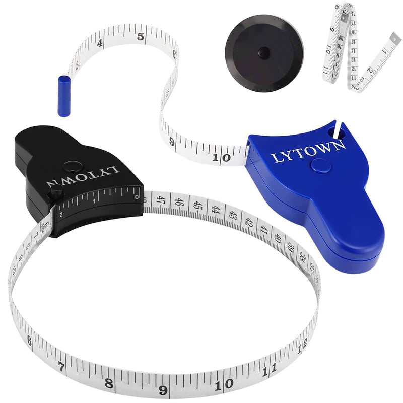 Body Measuring Tape, 4PCS Measuring Tape for Body, Lock Pin and Push-Button, Portable Retracable Body Measuring Ruler for Fitness, Weight Loss, Tailor, Sewing, Handcrafts, Home and More（60in/150cm） BLACK+BLUE - NewNest Australia
