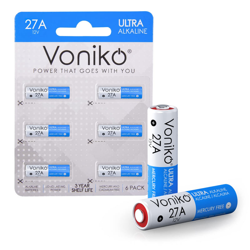 VONIKO 27A 12V Alkaline Battery Pack of 6 - Long Lasting 12 Volt A27 Battery for Remote and Doorbells - NewNest Australia