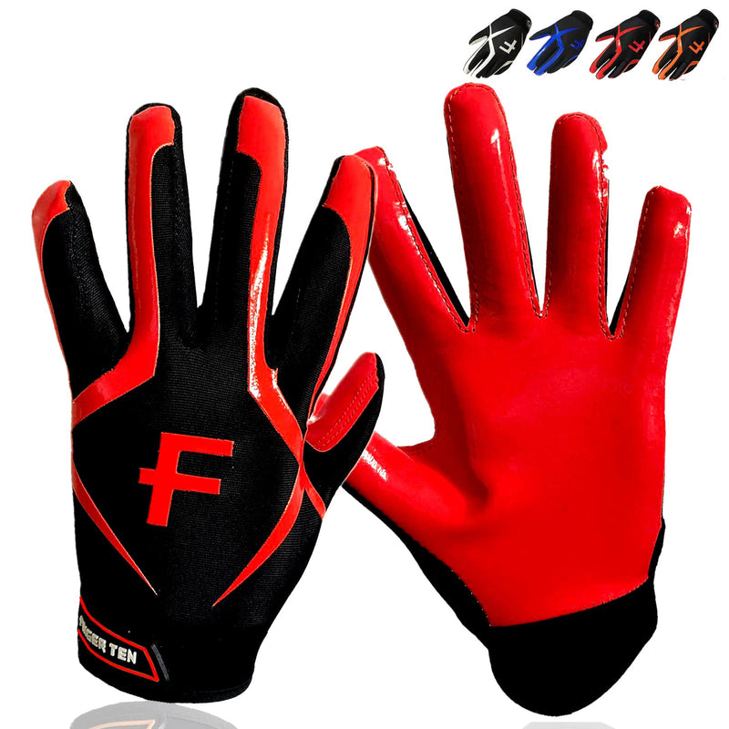 Football Gloves Youth Pro 3.0 Upgrade Ultra Stick Palm Receivers Flexible Silicone Grip Receiver Glove for Kids Boys Age 5-14 Large Red - NewNest Australia