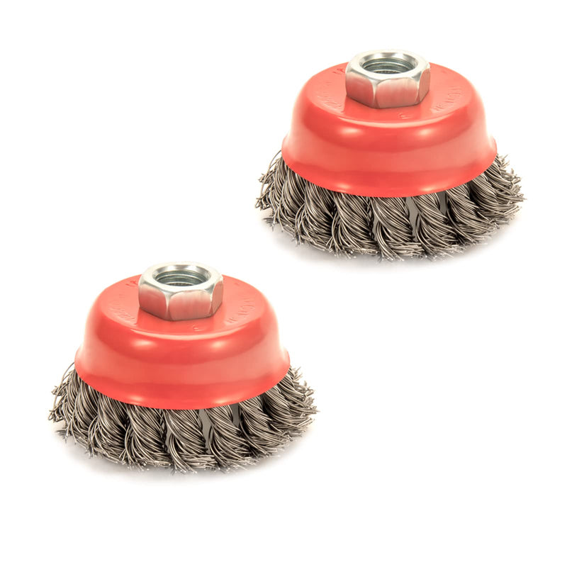 AUPREX 2 Pack 3 Inch Knotted Wire Cup Brush for Angle Grinders with 5/8 Inch-11 UNC Thread Arbor, 0.02" Carbon Steel Wire for Rust,Corrosion,Paint Removal and Other Heavy Duty Conditioning for Metals 2 PACK 3" Cup Brush - NewNest Australia