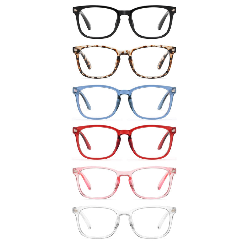 CCVOO 6 Pack Blue Light Blocking Reading Glasses, Anti Headache/Glare/Eye Strain Readers Computer Eyeglasses Women/Men (6 Pack Mix, 0.0) 6 Pack Mix 0.0 x - NewNest Australia