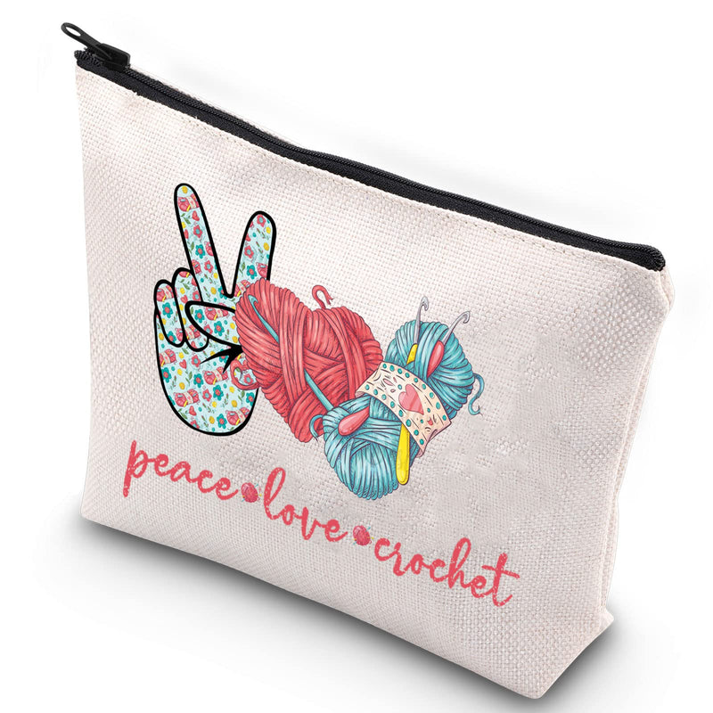 WZMPA Crocheting Lover Cosmetic Bag Crochet Gifts Peace Love Crochet Makeup Zipper Pouch Bag For Women Girls (Peace Crochet) Peace Crochet - NewNest Australia
