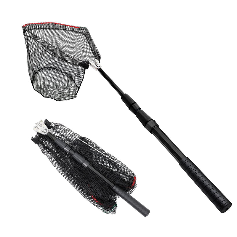 SAN LIKE Fishing Net Fish Landing Nets Collapsible Telescopic Sturdy Pole Handle for Saltwater Freshwater Extending to 36/43/71/98inches 49inch-Black - NewNest Australia