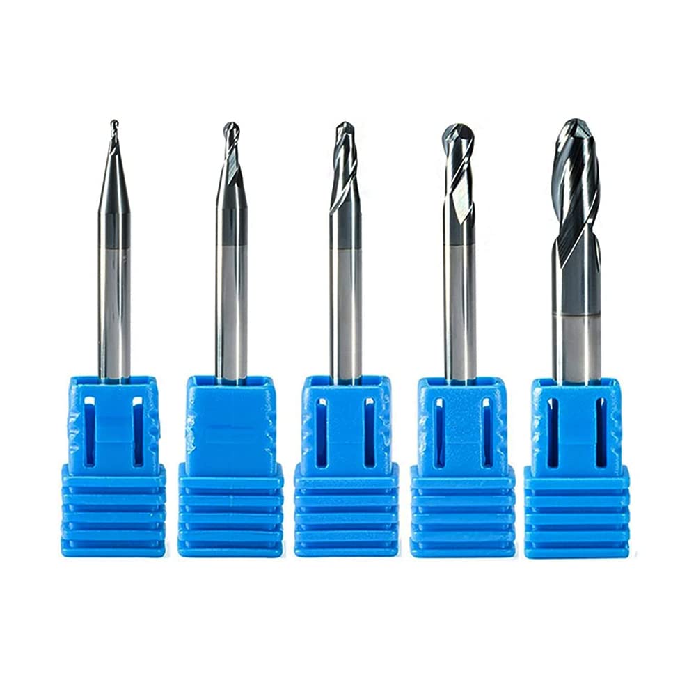 5PCS R0.5-3mm Ball Nose Carbide End Mill Set CNC Cutter Router Bits 2 Flute Spiral Milling Tool End Mill Set Includes 5 Radius Sizes Of 0.5mm 1mm 1.5mm 2mm 3mm - NewNest Australia