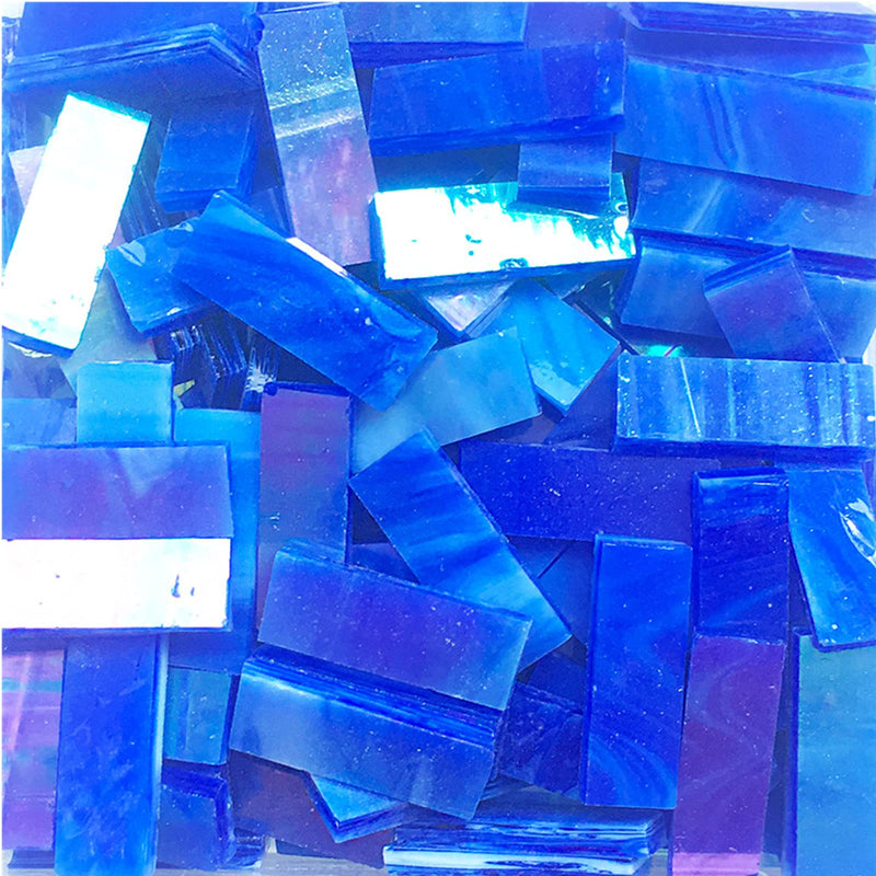 0.7X2.1 cm (0.27X0.82 inch) Stained Glass Strip,Clear Glass Mosaic Pieces DIY Mosaic Tiles Hobbies Art Crafts Material 200g(0.44lb) (Blue) Blue - NewNest Australia