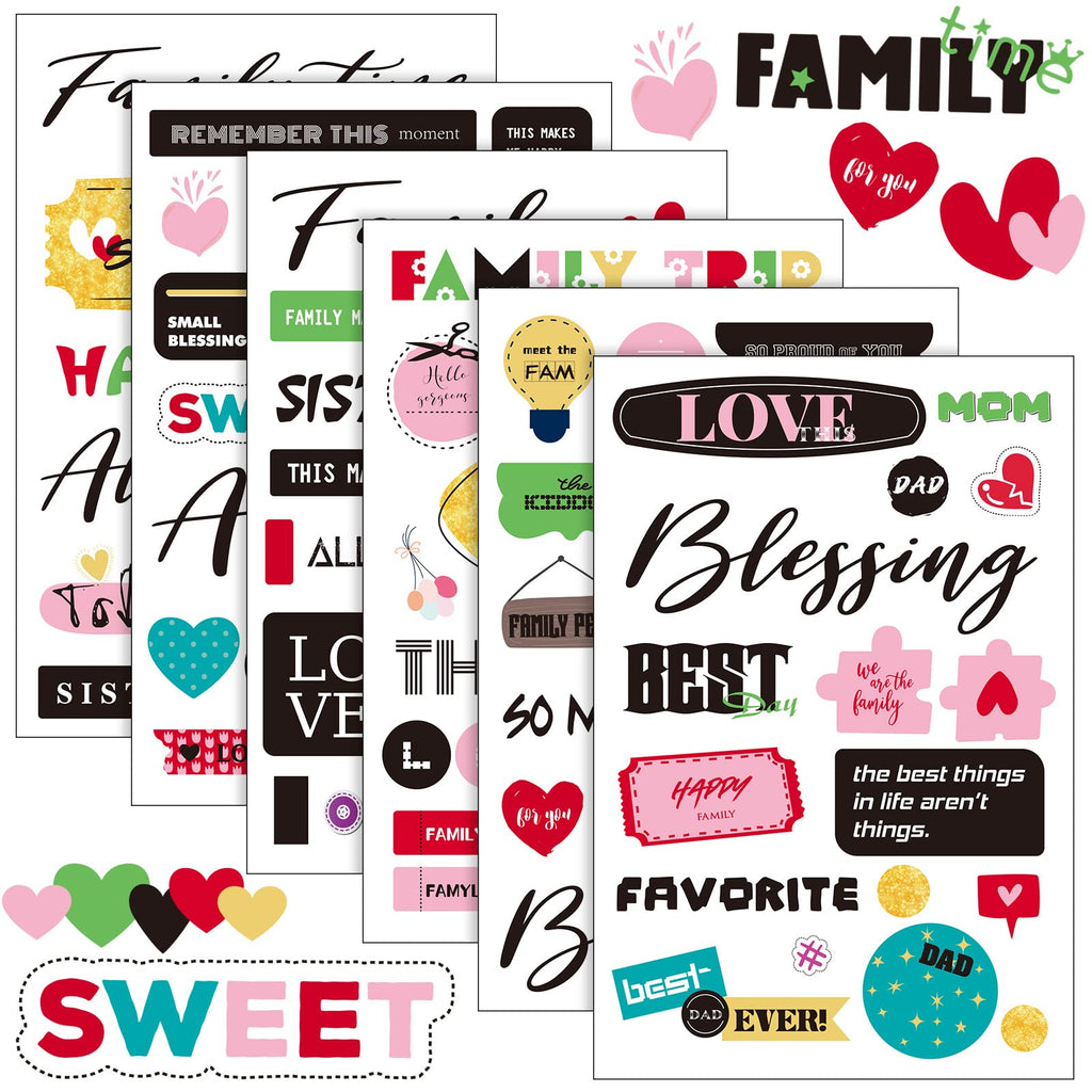 30 Sheet Family Friend Theme Scrapbooking Sticker Decals 500 Pieces Waterproof Vinyl Happy Family Friend Memories Sticker Decor for Family Album Scrapbooking Embellishment Art Project (Family Theme) Family Theme - NewNest Australia