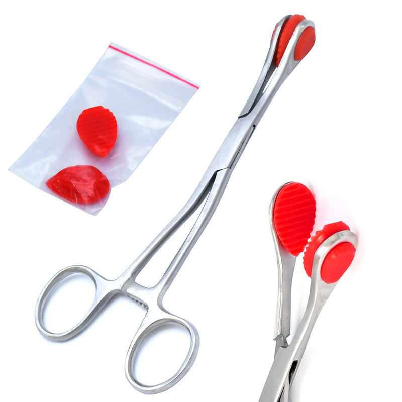 AAProTools Young Tongue Seizing Forceps 6.5" Stainless Steel with Extra 2 Rubber Jaws - NewNest Australia