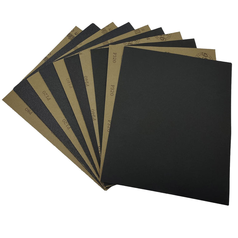 Wet Dry Sandpaper, 9 x 11 Inch Assorted Grit Sanding Sheets (80/120/180/240/320), 25PCS Premium Silicon Carbide Sand Paper for Wood Metal Ceramic or Auto Polishing and Scratches Removing Grit(80/120/180/240/320) - NewNest Australia