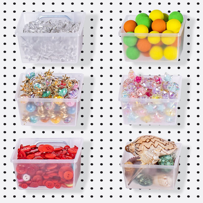 6 Pack Pegboard Clear Bins, Pegboard Bins Hooks, DIY Pegboard Accessories, Workbench Small Bins Fit 1/4 -1/8 Peg Board for Organizing Hardware, Garage Storage, Craft Room, Tool Shed, Hobby Supplies 6 Pack - NewNest Australia