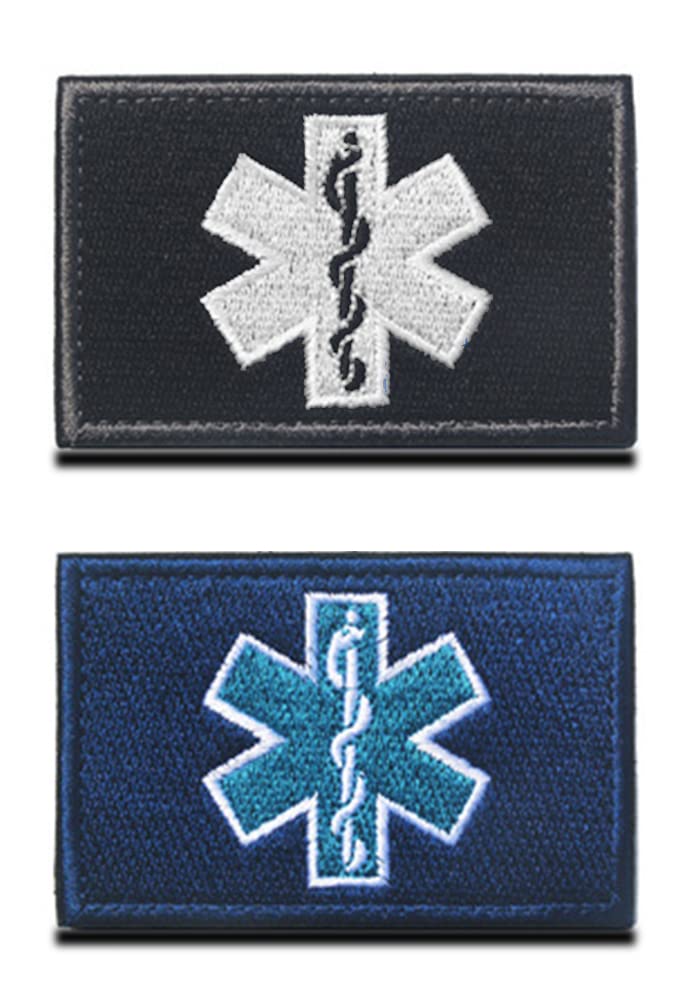 Zcketo 2 PCS EMS EMT Paramedic Medical Patches Tactical Army Gear Hook and Loop Fastener Embroidered Patch, EMT Star of Life Military Medical Patch for First Aid Kit Bags Pouch Outdoor blue - NewNest Australia