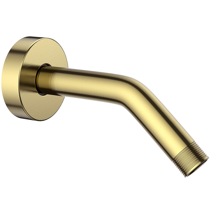 YASFE Brushed Gold Shower Arm 6" Shower Extension Arm Pipe with Flange and Teflon Tape for Shower Head & Handheld Shower Head(SUS 304, Brushed Gold,NPT) - NewNest Australia