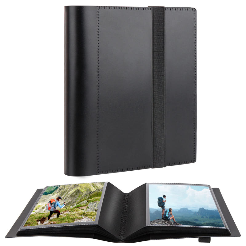 Small Photo Album 5x7 Holds 64 Photos Black Inner Page with Strong Elastic Band, 5x7 Mini Book Photo Pictures Album for Artwork, 5x7 Picture Storage, Kids Art Storage, Postcards, Drawings (Black) 1Pack - NewNest Australia