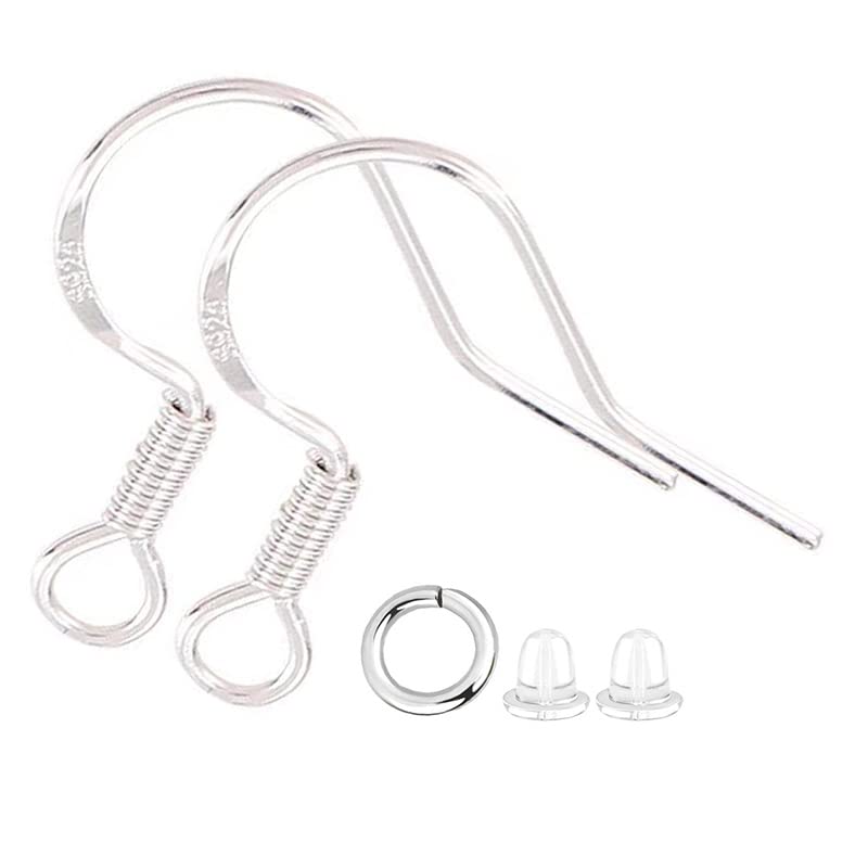 200 PCS/100 Pairs 925 Sterling Silver Earring Hooks Hypoallergenic Silver Ear Wires Fish Hooks with 100 PCS Clear Silicone Earring Backs and 100 PCS Jump Rings for DIY Jewelry Making - NewNest Australia