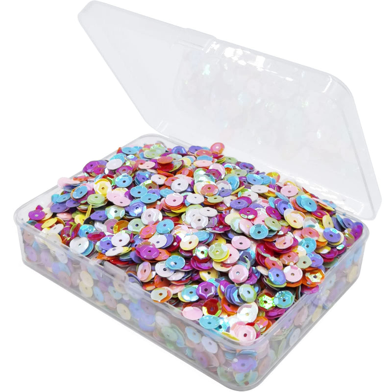 Keismodye 7500 Pcs Bulk Sequins, 6mm Slightly Cupped Sequins Iridescent Spangles Flat Beads with Storage Box for Clothes, Shoes or Bags Ornamentation, Christmas DIYs, Total 110 Grams - NewNest Australia