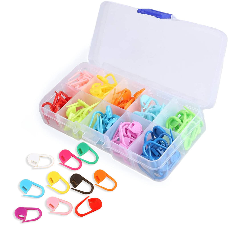 Stitch Markers, Keismodye 140 PCS Crochet Stitch Markers with 10 Colors and Storage Case for Knitting Sewing Stitching Weaving Clip Shape - NewNest Australia