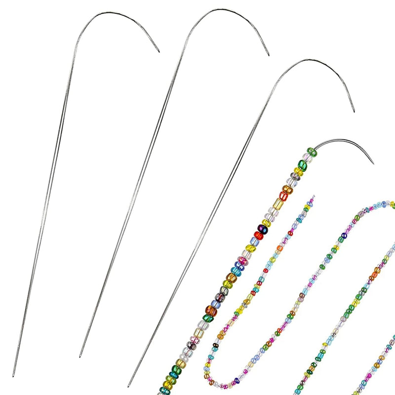 4PCS Large Eye Curved Beading Needles, 4 inch Stainless Bead Needle for Bead Spinner Loader, Bead Spinner Needles for Spin and String Seed Beads Jewelry Making 4 Needles - NewNest Australia