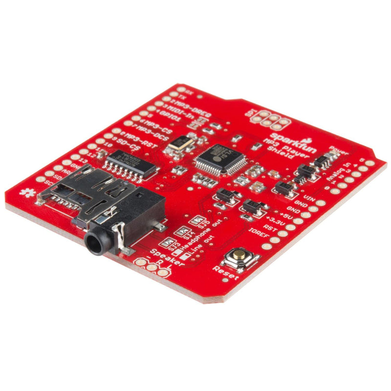 SparkFun MP3 Player Shield- MP3 decoder- Turn Any Compatible with Arduino Board into a Fully Functional MP3 Player- 3.5mm Audio Out Jack- 0.1" Spaced Header for Speaker Out- microSD Card Slot - NewNest Australia